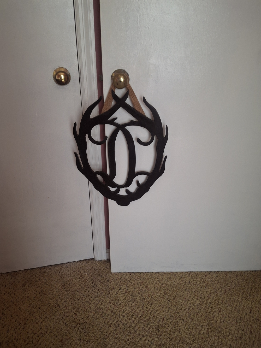 Vintage Style Deer Antler Black Decorative D Monogram Wall Hanging